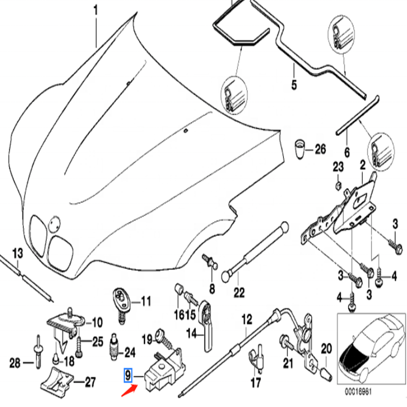 OEM 51238122269 51238122270 L/R Hood Latch Bonnet Lock FOR BMW Z3