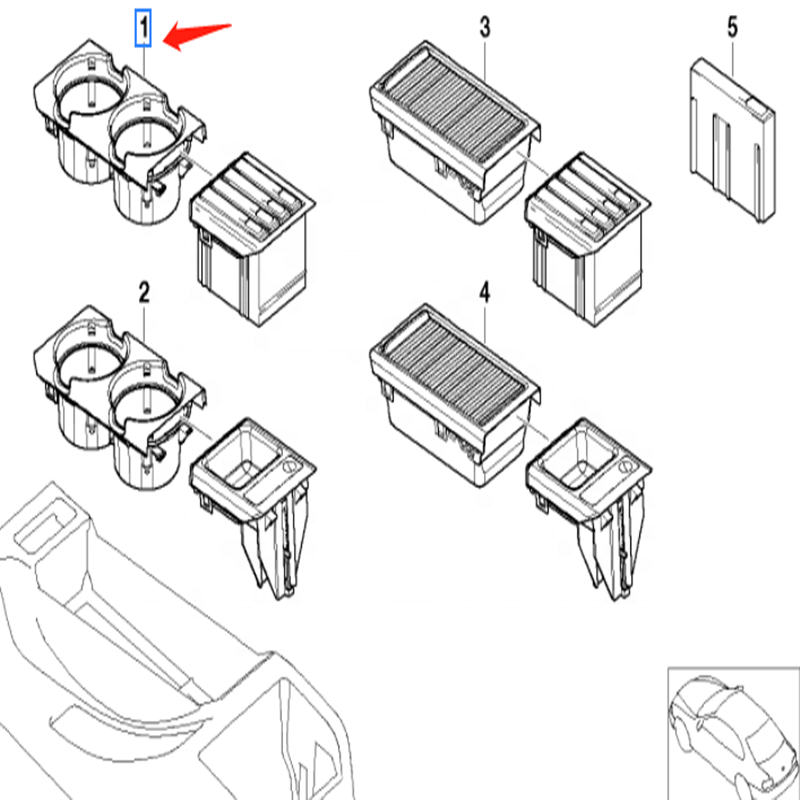OEM 51168217955 Beige Console Seat  Drink Cup Holder FOR BMW E46 3 Series1998-2006