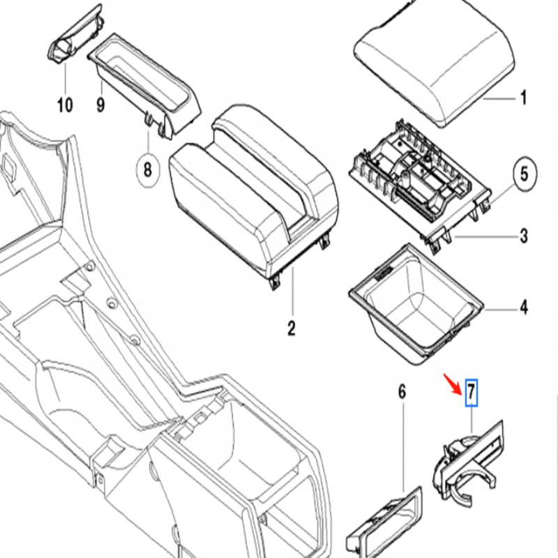 OEM 51168184520 Center Console Front Right Cup Holder FOR BMW E39  525i 525iT 528i 530i 540iT 1996-2003