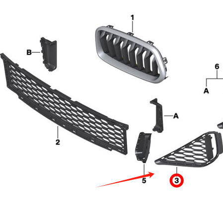JJQ OEM 51118069097 Left  Bumper Ventilation Grill Front bumper grille Front Bumper Lateral Grille For BMW X2 F39 2017-2021